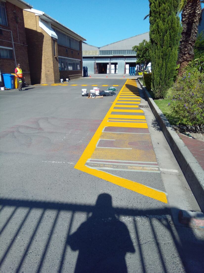 Freshly marked asphalt driveway